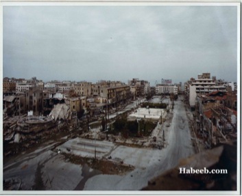 Photo of Martyr’s Square during the war, 1978. Photo: Gaby Bustros.